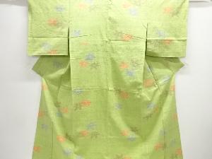 楓模様織り出し手織り紬単衣着物